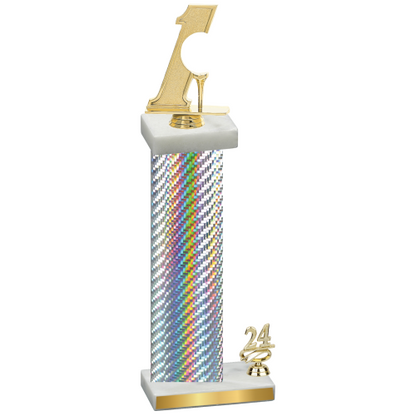 Accented Single Silver Carbon Fiber Year Golf Trophy