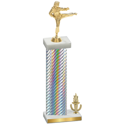 Accented Single Silver Carbon Fiber Victory Karate Trophy