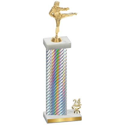 Accented Single Silver Carbon Fiber Year Karate Trophy