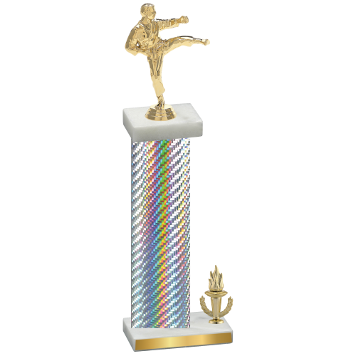 Accented Single Silver Carbon Fiber Victory Karate Trophy