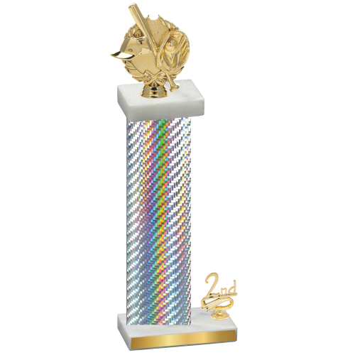 Accented Single Silver Carbon Fiber Second Place Baseball Trophy
