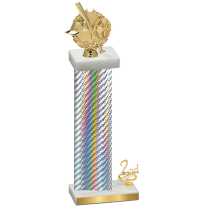 Accented Single Silver Carbon Fiber Second Place Baseball Trophy