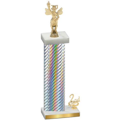 Accented Single Silver Carbon Fiber Second Place Academics Trophy
