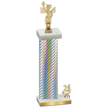 Accented Single Silver Carbon Fiber Year Academics Trophy