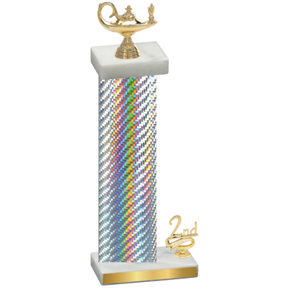 Accented Single Silver Carbon Fiber Second Place Academics Trophy