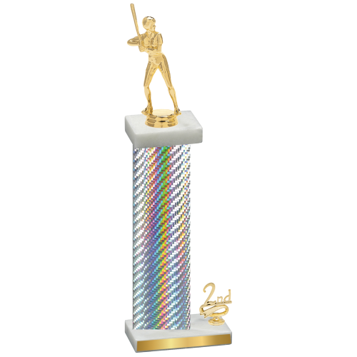 Accented Single Silver Carbon Fiber Second Place Softball Trophy