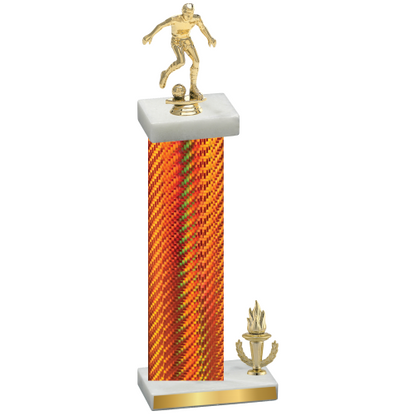 Accented Single Orange Carbon Fiber Victory Soccer Trophy