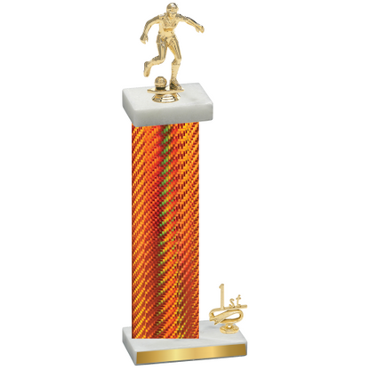 Accented Single Orange Carbon Fiber First Place Soccer Trophy