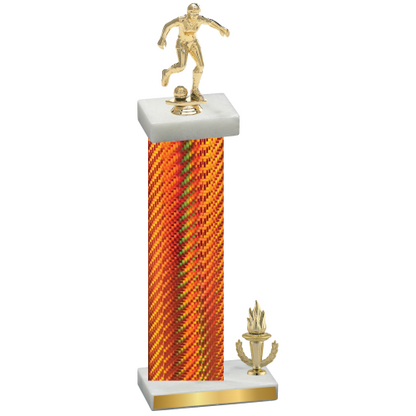 Accented Single Orange Carbon Fiber Victory Soccer Trophy