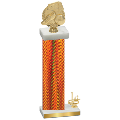 Accented Single Orange Carbon Fiber First Place Soccer Trophy