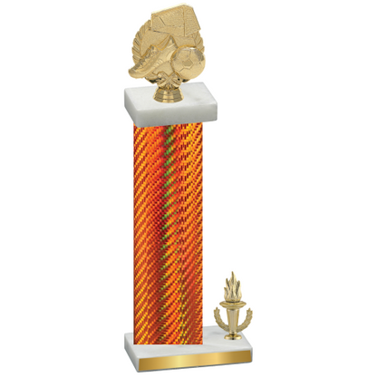 Accented Single Orange Carbon Fiber Victory Soccer Trophy