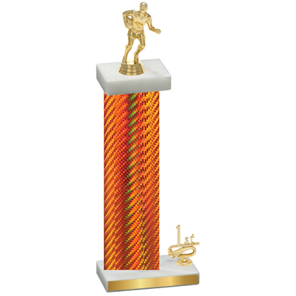 Accented Single Orange Carbon Fiber First Place Rugby Trophy