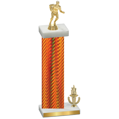 Accented Single Orange Carbon Fiber Victory Rugby Trophy