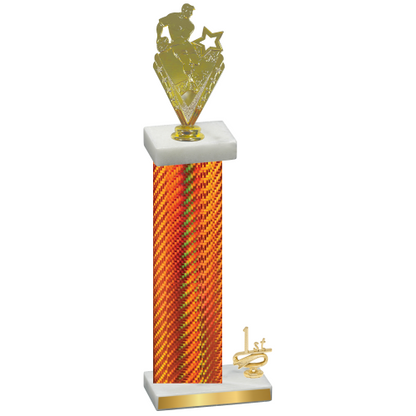 Accented Single Orange Carbon Fiber First Place Rugby Trophy