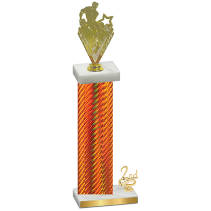 Accented Single Orange Carbon Fiber Second Place Rugby Trophy