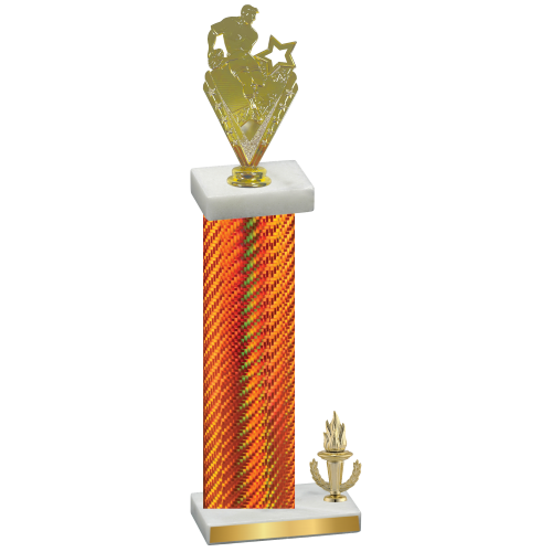 Accented Single Orange Carbon Fiber Victory Rugby Trophy