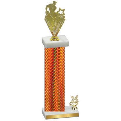 Accented Single Orange Carbon Fiber Year Rugby Trophy