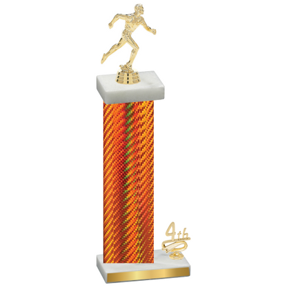 Accented Single Orange Carbon Fiber Fourth Place Running Trophy