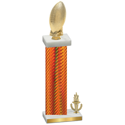 Accented Single Orange Carbon Fiber Victory Football Trophy