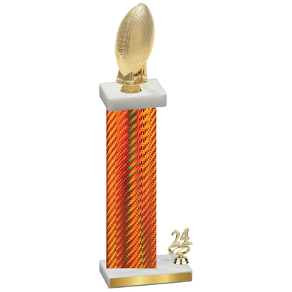 Accented Single Orange Carbon Fiber Year Football Trophy