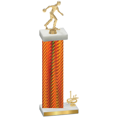 Accented Single Orange Carbon Fiber First Place Bowling Trophy