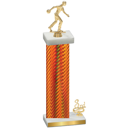 Accented Single Orange Carbon Fiber Third Place Bowling Trophy