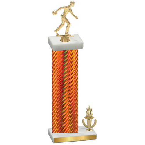 Accented Single Orange Carbon Fiber Victory Bowling Trophy