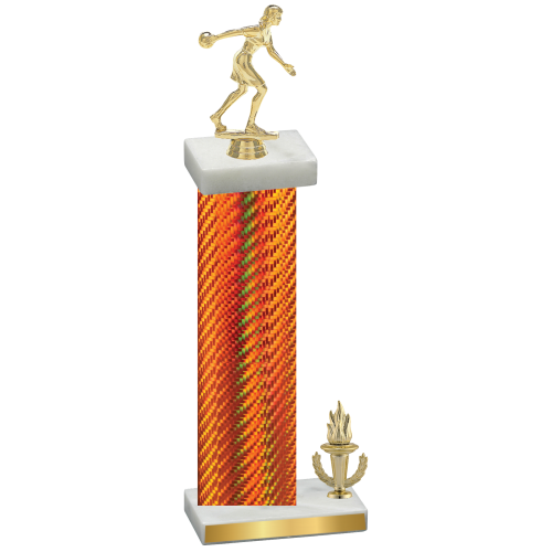 Accented Single Orange Carbon Fiber Victory Bowling Trophy