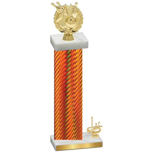 Accented Single Orange Carbon Fiber First Place Bowling Trophy