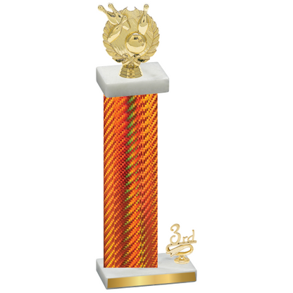 Accented Single Orange Carbon Fiber Third Place Bowling Trophy
