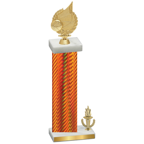 Accented Single Orange Carbon Fiber Victory Volleyball Trophy