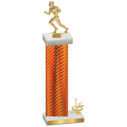 Accented Single Orange Carbon Fiber First Place Football Trophy