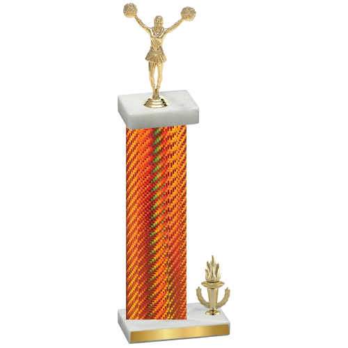 Accented Single Orange Carbon Fiber Victory Cheerleading Trophy