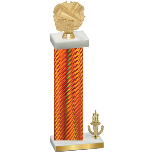 Accented Single Orange Carbon Fiber Victory Cheerleading Trophy