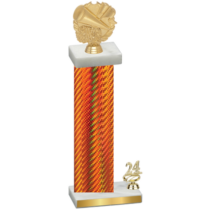 Accented Single Orange Carbon Fiber Year Cheerleading Trophy