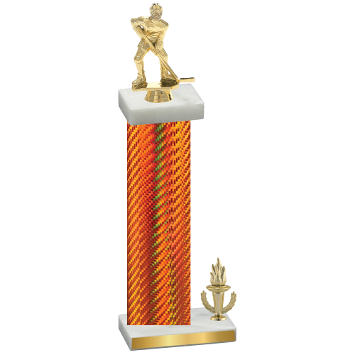 Accented Single Orange Carbon Fiber Victory Hockey Trophy