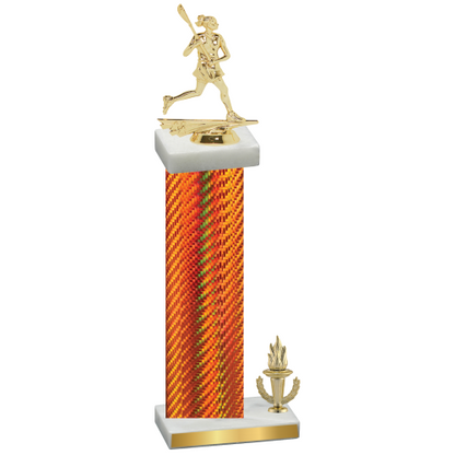 Accented Single Orange Carbon Fiber Victory Lacrosse Trophy