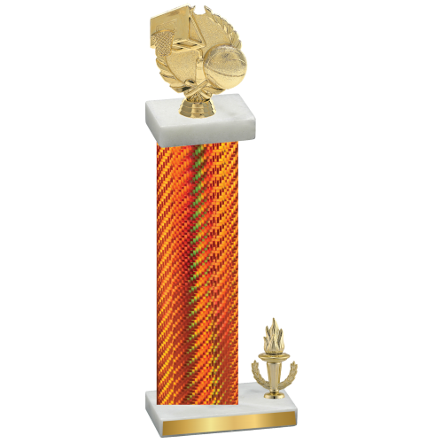 Accented Single Orange Carbon Fiber Victory Basketball Trophy