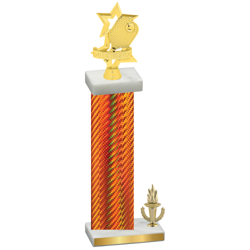 Accented Single Orange Carbon Fiber Victory Pickleball Trophy