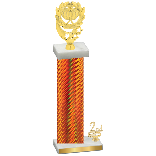 Accented Single Orange Carbon Fiber Second Place Pickleball Trophy