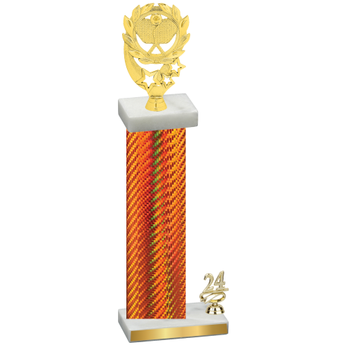 Accented Single Orange Carbon Fiber Year Pickleball Trophy