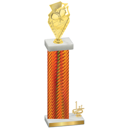 Accented Single Orange Carbon Fiber First Place Pickleball Trophy