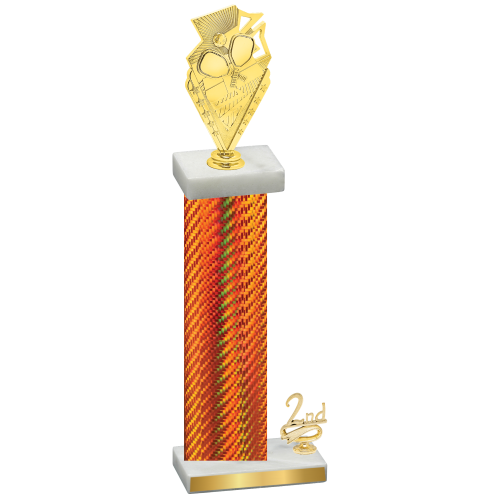 Accented Single Orange Carbon Fiber Second Place Pickleball Trophy