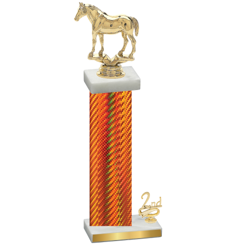 Accented Single Orange Carbon Fiber Second Place Horses Trophy