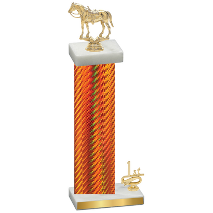 Accented Single Orange Carbon Fiber First Place Horses Trophy