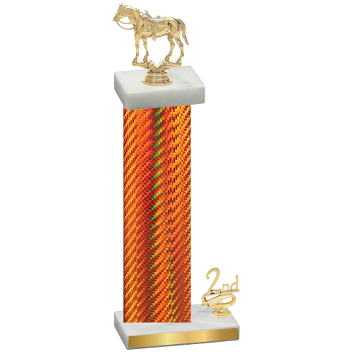 Accented Single Orange Carbon Fiber Second Place Horses Trophy