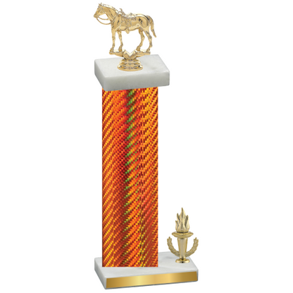 Accented Single Orange Carbon Fiber Victory Horses Trophy