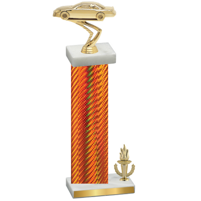 Accented Single Orange Carbon Fiber Victory Cars Trophy