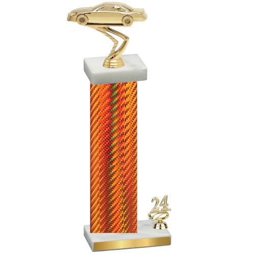 Accented Single Orange Carbon Fiber Year Cars Trophy