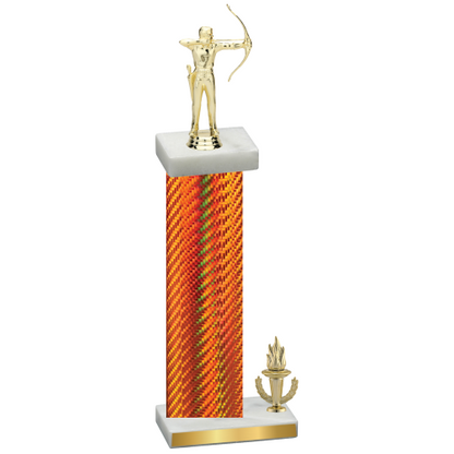 Accented Single Orange Carbon Fiber Victory Archery Trophy